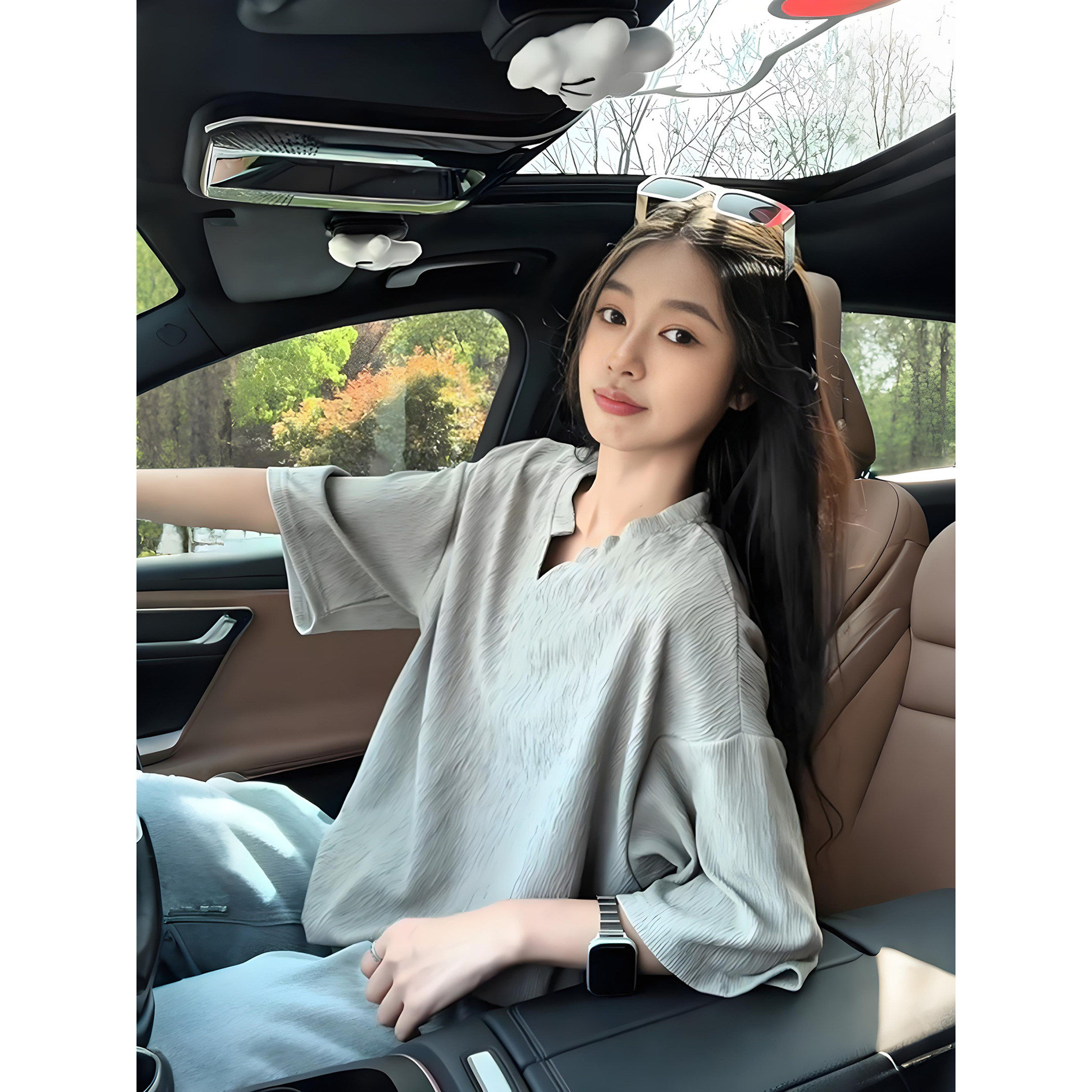 肌理感V领冰丝短袖男女款夏季穿搭凉感速干t恤设计感情侣五分半袖