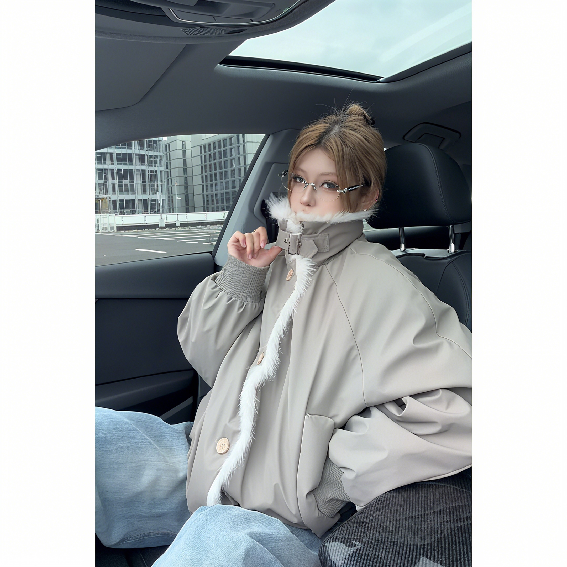 座山雕棉服外套男女立领工装夹克