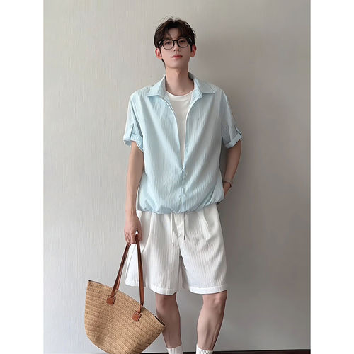 假两件polo衬衫套装男生夏季穿搭