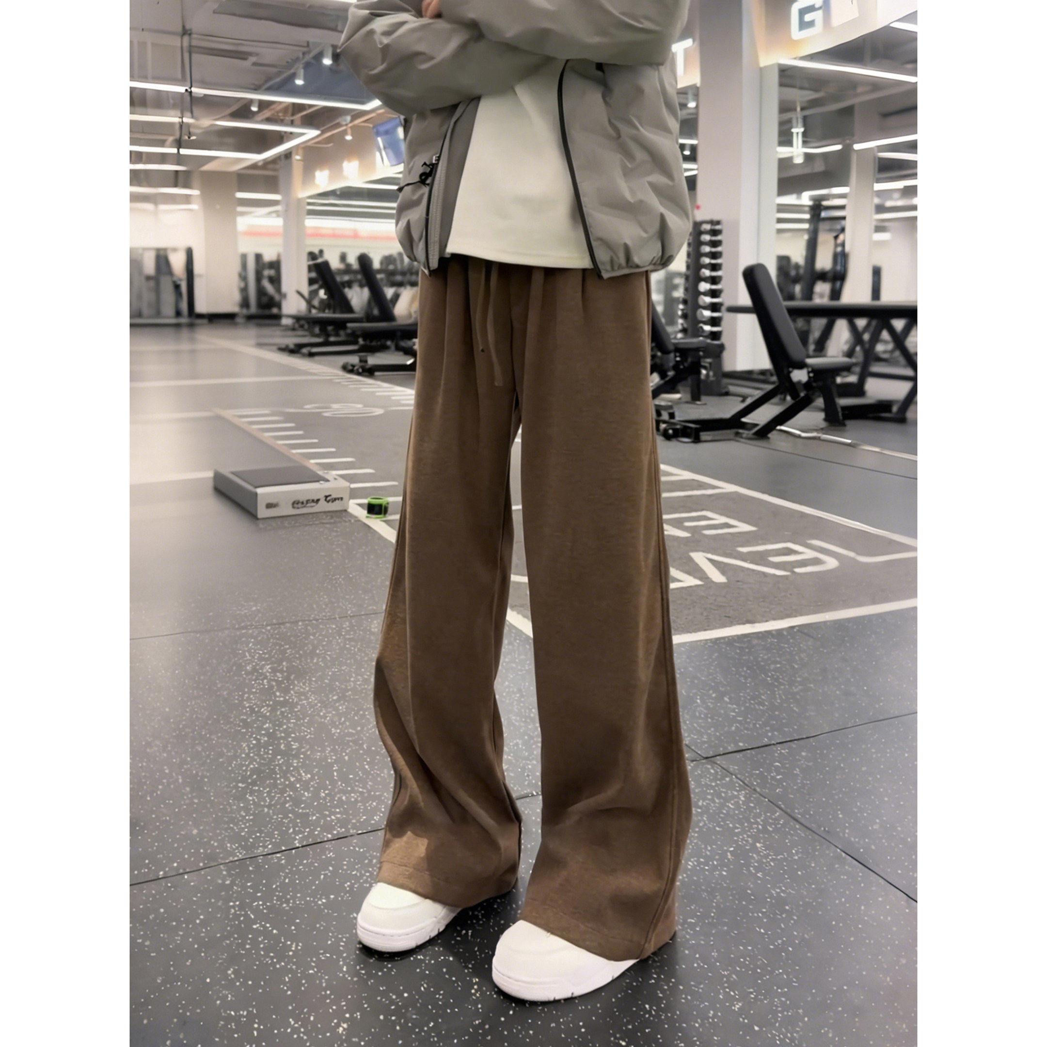 美拉德棕色磨毛裤子男款秋冬老钱风高级感阔腿裤垂感微喇运动卫裤,男装,休闲裤,淘宝优惠券,粉丝福利购,淘宝优惠卷