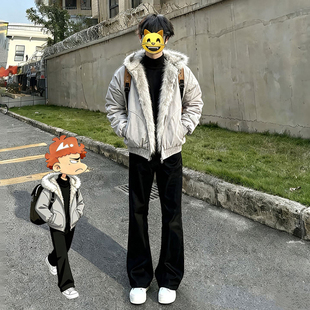 黑色加绒微喇西裤男款冬季青少年加厚弯刀裤子显瘦窄版直筒休闲裤