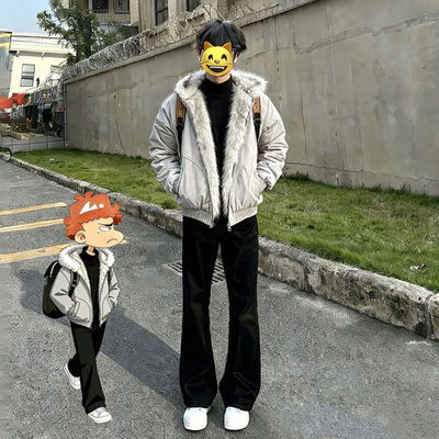 加绒微喇西裤男款冬季加厚弯刀裤