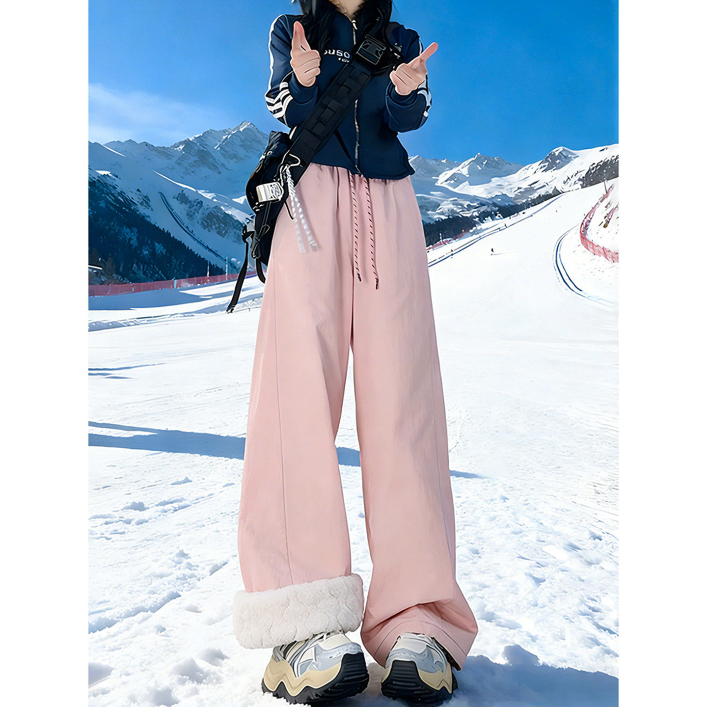 东北外穿粉色加绒裤子男女款秋冬加厚保暖棉裤宽松防风防寒滑雪裤,男装,休闲裤,淘宝优惠券,粉丝福利购,淘宝优惠卷