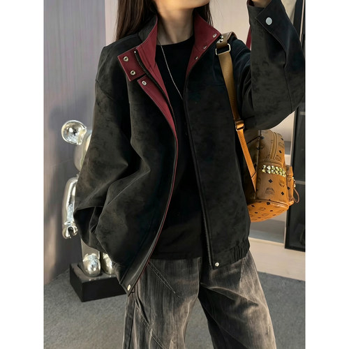 黑色美式三防pu皮衣男女秋季潮牌