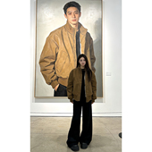 美拉德boxy短款 廓形外套男女秋冬美式 飞行夹克棉服情侣立领棒球服