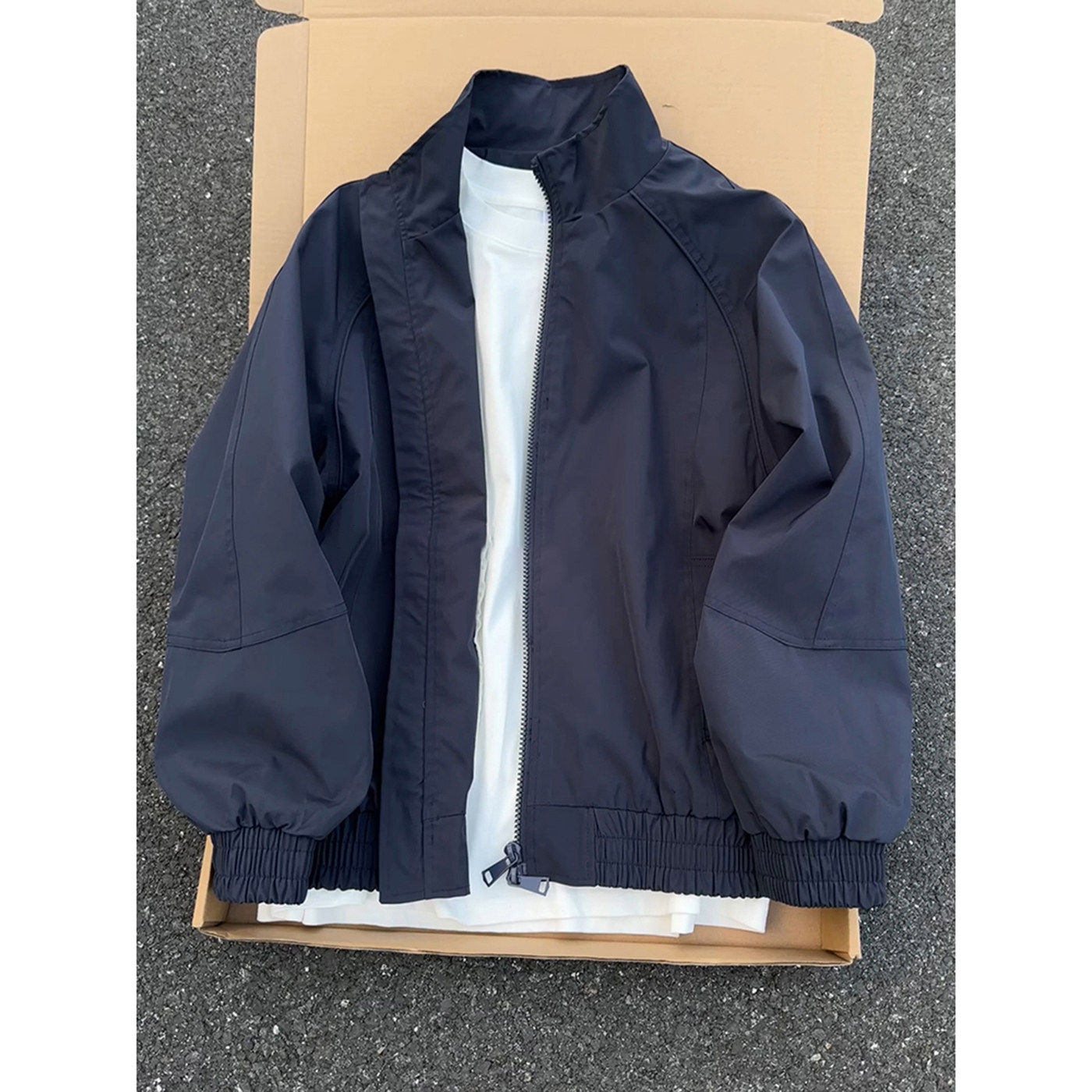 藏青色美式立领飞行员夹克男生早春穿搭短款外套高级感工装冲锋衣