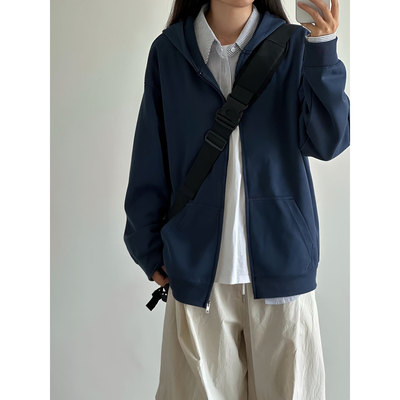 日系开衫卫衣男秋季连帽拉链外套