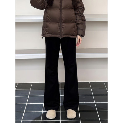 加绒微喇西裤男款秋冬美式弯刀裤