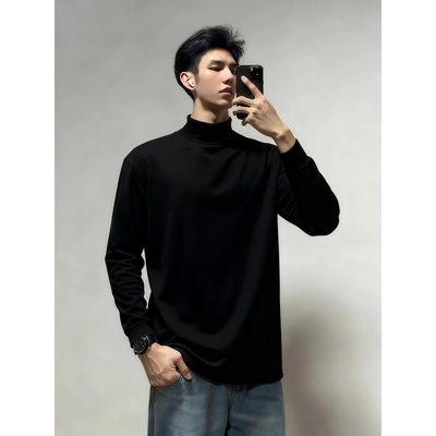 半高领德绒打底衫男正肩加绒卫衣