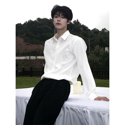 英伦雅痞风长袖衬衫西装内搭衬衣