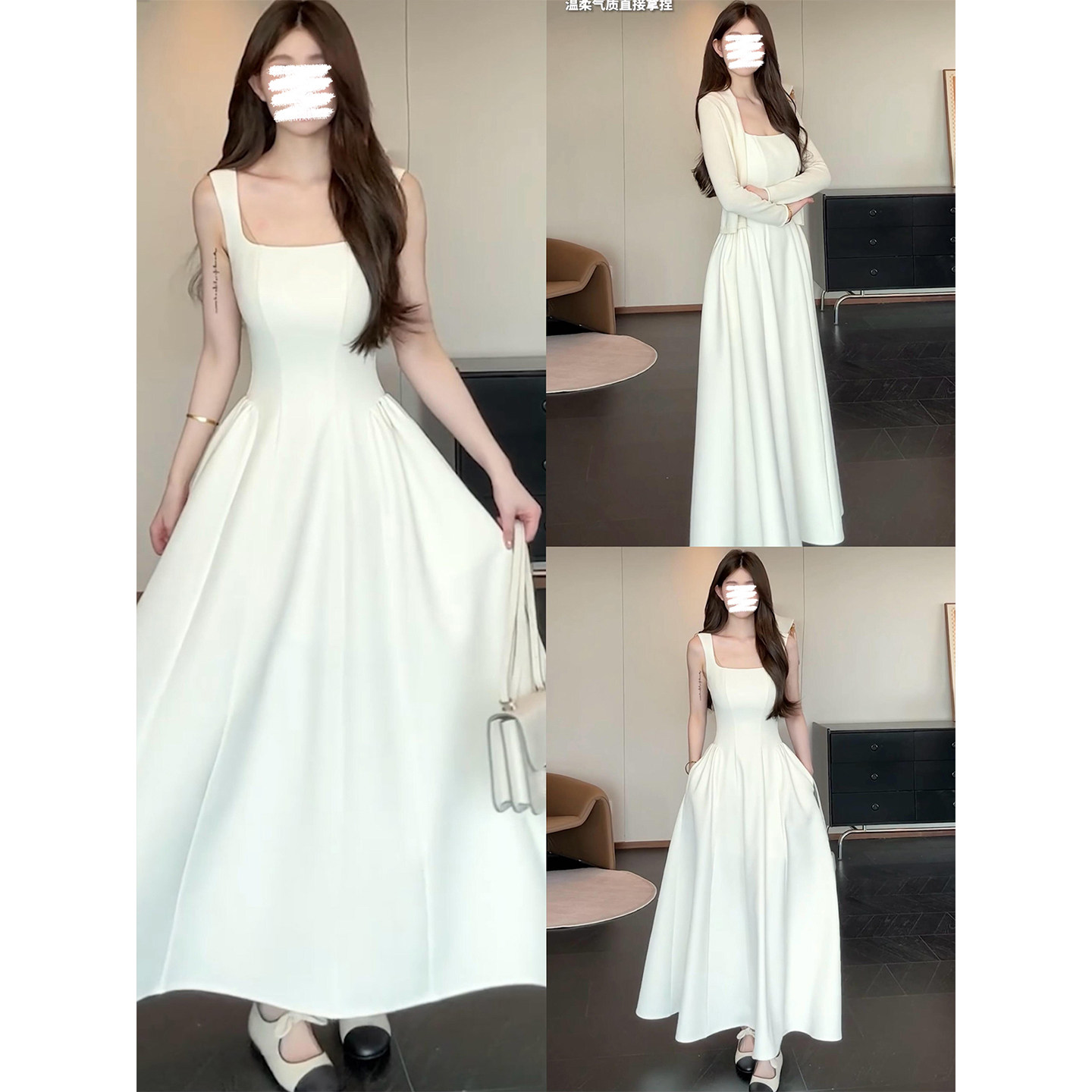 白色吊带连衣裙女白月光初恋长裙子生日礼服小白裙夏日绝美大摆裙
