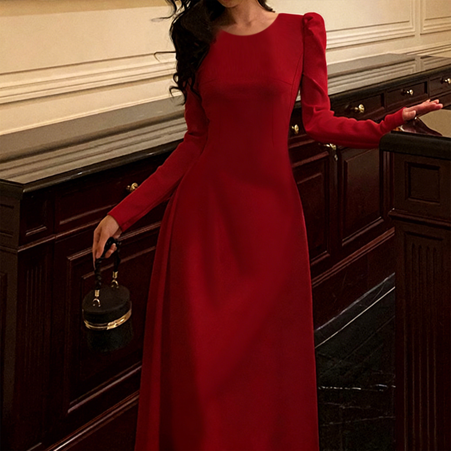 泡泡袖连衣裙女长款【赠运费险】