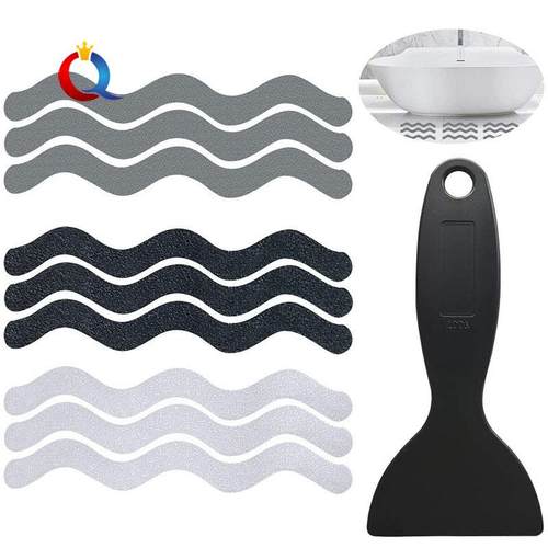 现货碎石纹S形波浪形瓷砖木板黑色灰色透明防滑贴 浴室浴缸防滑条