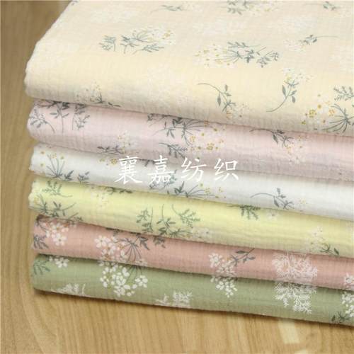 梭织棉绉布 双层纱布小碎花布料 家居服 睡衣面料
