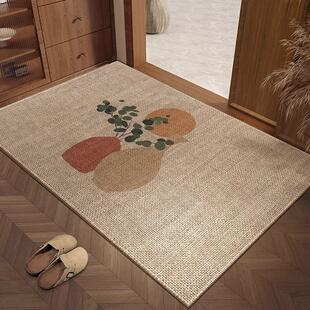 纯色线条入户地垫除尘耐磨亚麻地垫耐脏易打理玄关进门防滑垫子