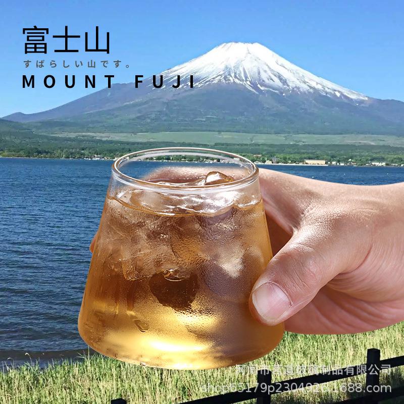 富士山高硼硅玻璃杯创意网红家用威士忌啤酒杯果汁饮料杯子酒杯
