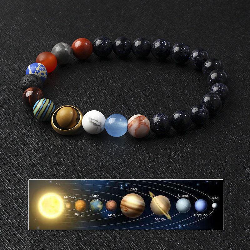 宇宙星系八大行星弹力手链情侣星空手链银河系火山石珠子星球