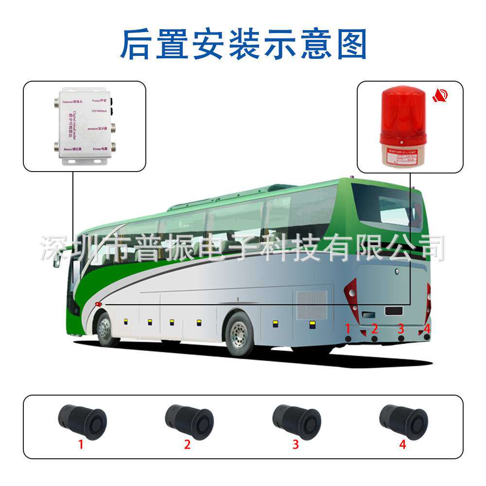 数字雷达声光警报器右侧盲区监测器货车泥头车防碰撞探头倒车雷达