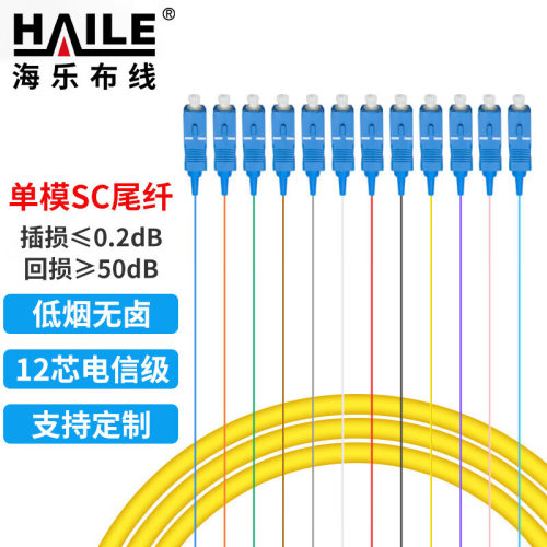 SC电信级单模12芯束装尾纤 法兰盘分纤箱ODF配线架专用