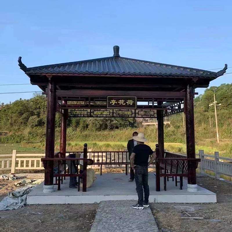 防腐木园林景观凉亭樟子松六角凉亭中式古建亭