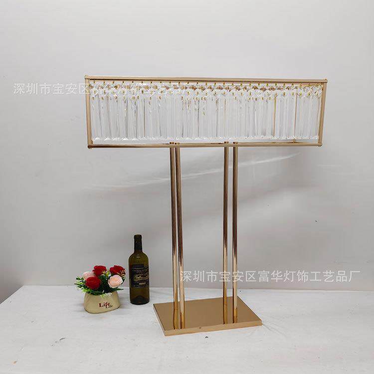 新款婚庆道具长方形铁艺电镀装饰桌花器婚礼堂宴会厅舞台布置摆件