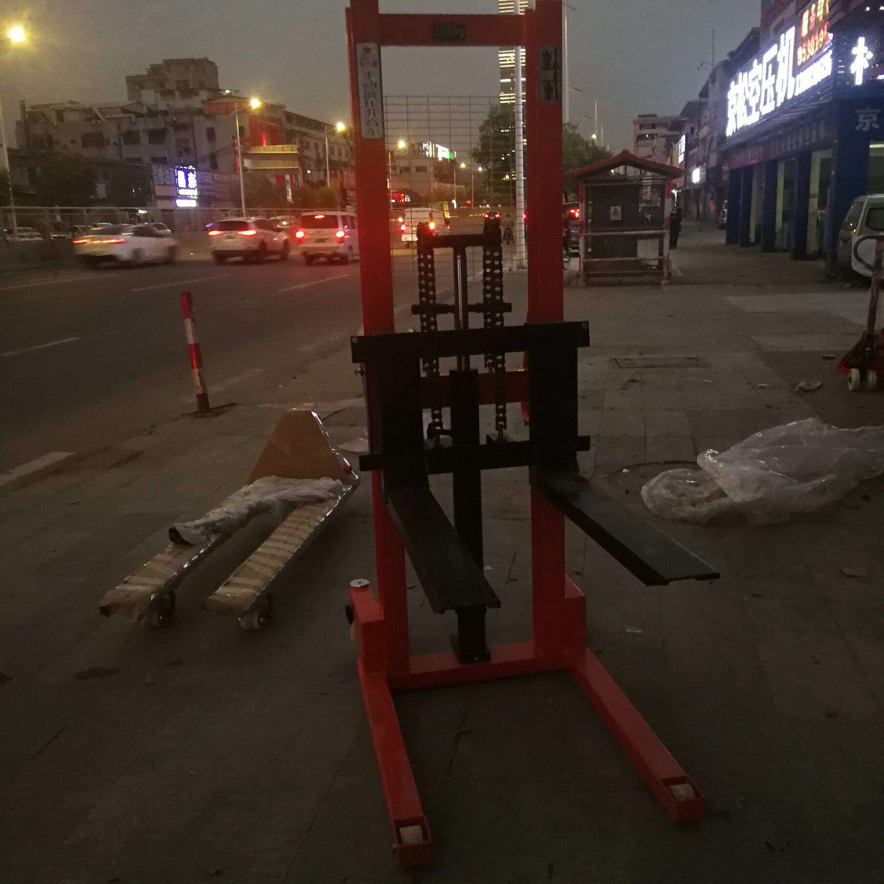 手动液压堆高车小型升降叉车1吨2吨3吨液压堆垛车库托盘堆高叉车