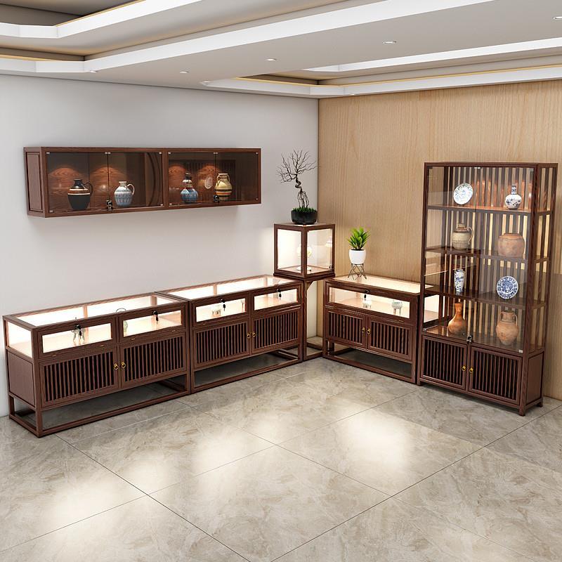 新中式实木珠宝展示柜玉器首饰玻璃展柜精品货架陈列柜中岛台工厂