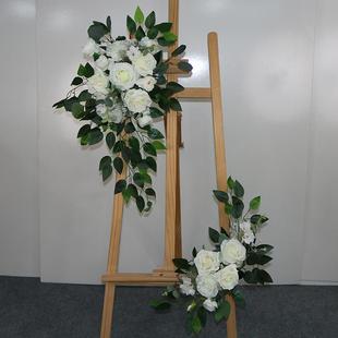 饰 高端婚礼迎宾牌水牌花指示牌花艺仿真绢花花艺摄影道具摆件装