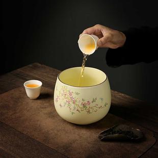 汝窑茶渣缸大号高档茶洗水盂洗茶碗家用陶瓷建水笔洗杯洗功夫茶具
