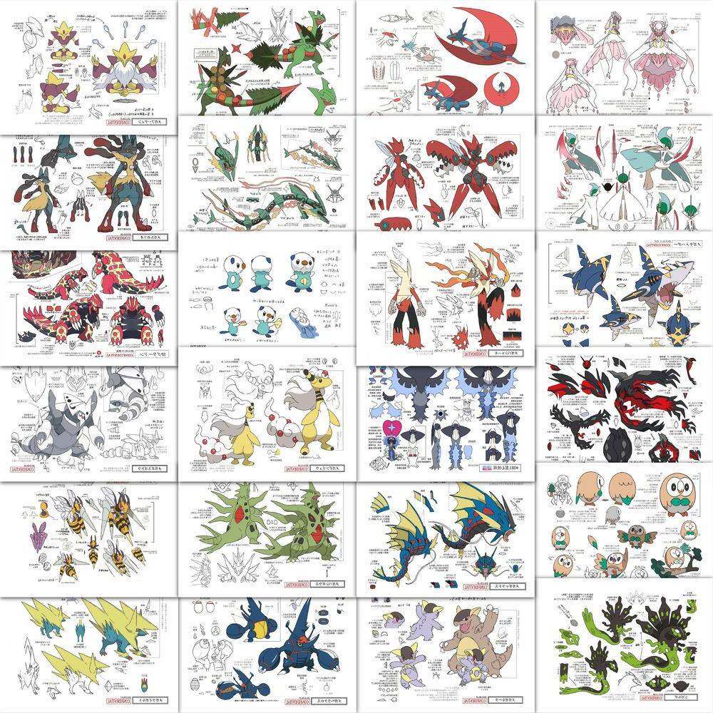 189张宝可梦设定集贴纸皮卡丘甲贺忍蛙等神奇宝贝卡通装饰diy贴