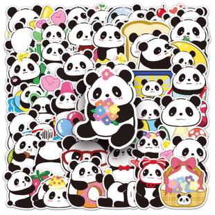 50张原创熊猫卡通贴纸手绘可爱动物装饰滑板水杯手机保护壳行李箱