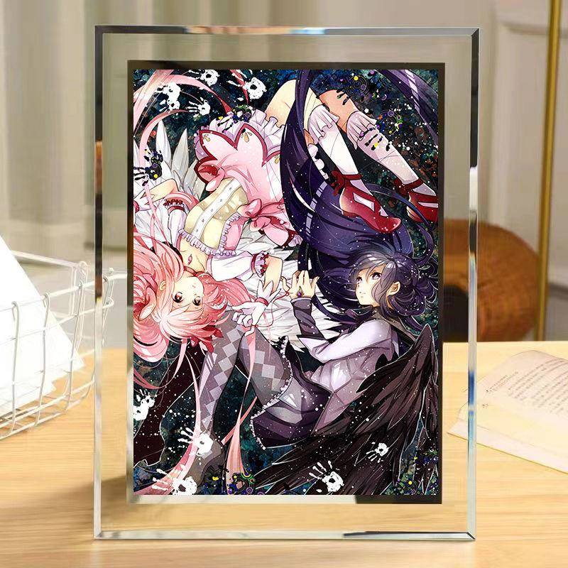 魔法少女小圆晓美焰二次元周边水晶玻璃相框摆台摆件送女朋友同学