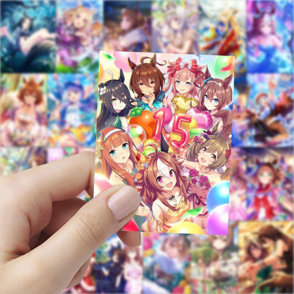 60张赛马娘支援卡贴纸东海帝皇大傻诗歌集动漫卡通可爱装饰小贴画