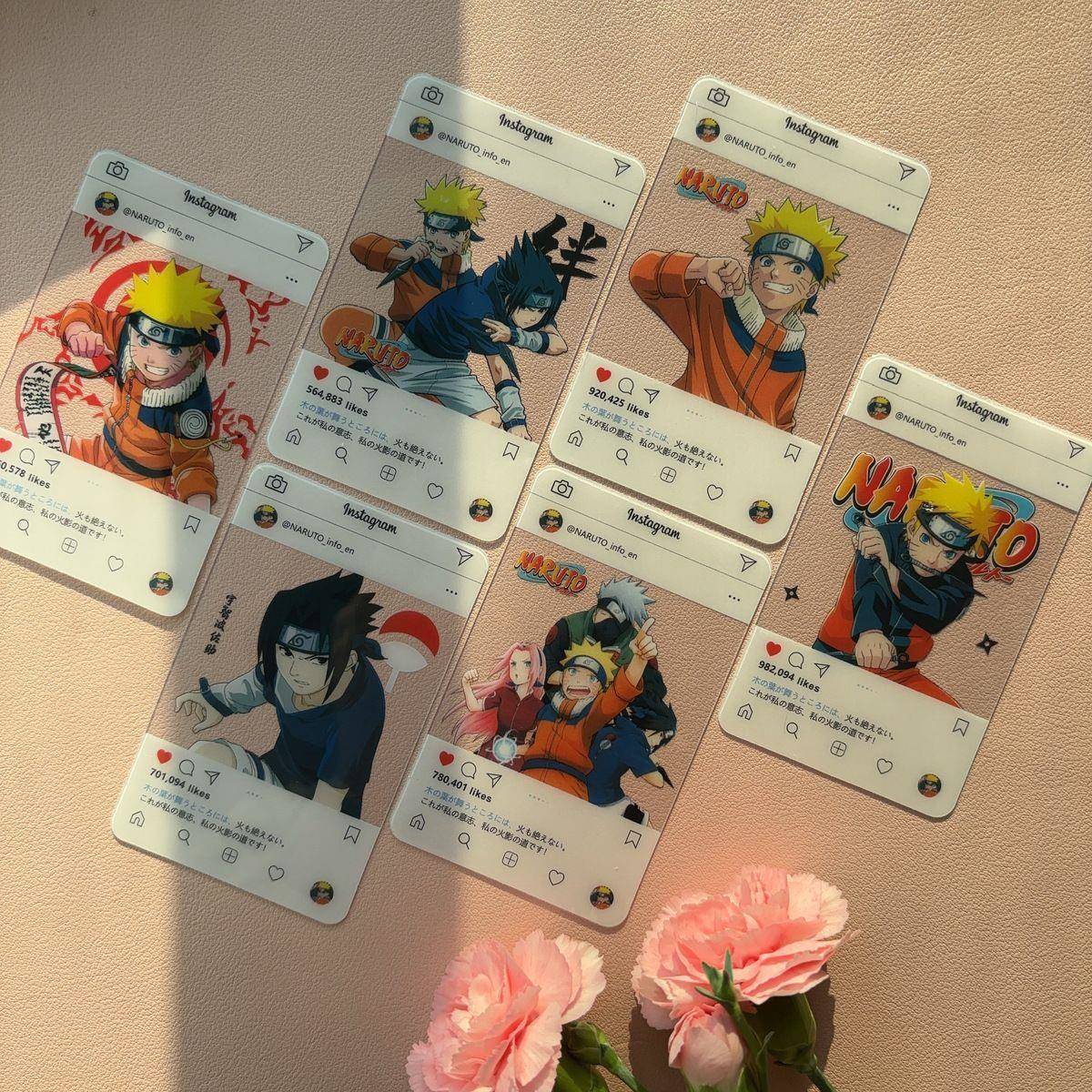 适用火影忍者透卡宇智波佐助小卡动漫同款周边高清6张pvc材质自制