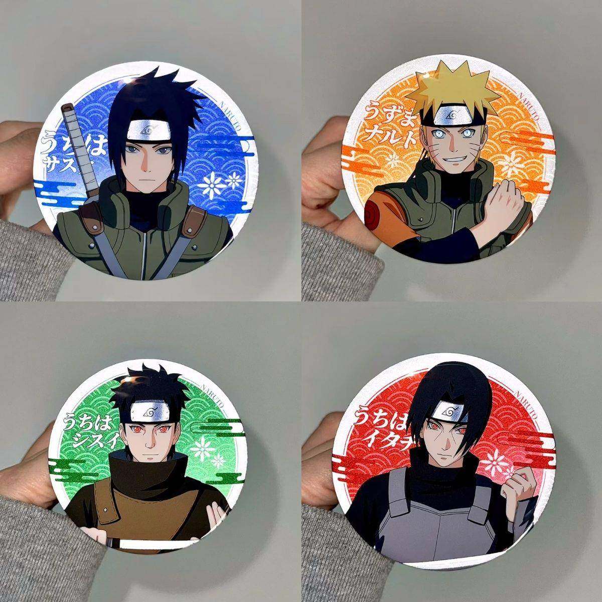 适用火影忍者新款周边佐助鸣人止水鼬超帅反光吧唧徽章挂件谷美礼