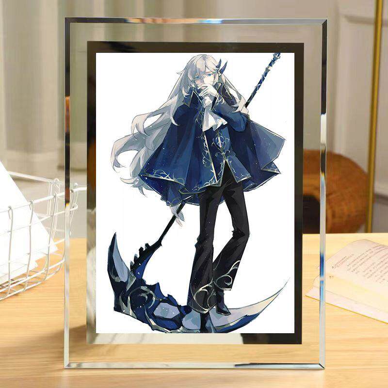 废墟图书馆桌面玻璃周边照片相框水晶摆件生日礼物朋友定制摆台