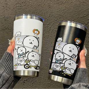 自高嘲熊杯自嘲熊304不锈钢水咖啡杯卡通可爱陶瓷保温杯感级搪瓷
