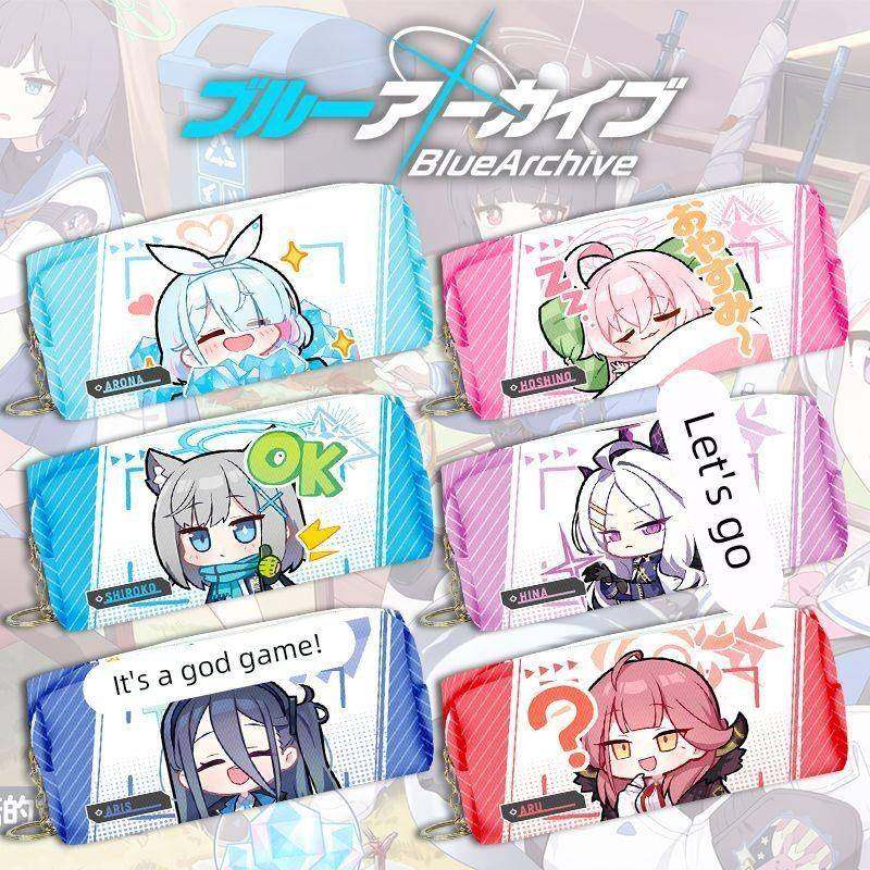 蔚蓝档案游戏周边皮革pu大容量学生笔袋盒阿洛娜砂狼白子日奈爱露