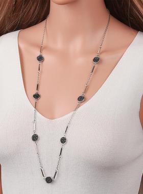 韩国百搭新款水晶长项链 韩版时尚毛衣链 气质极简风百搭锁骨链