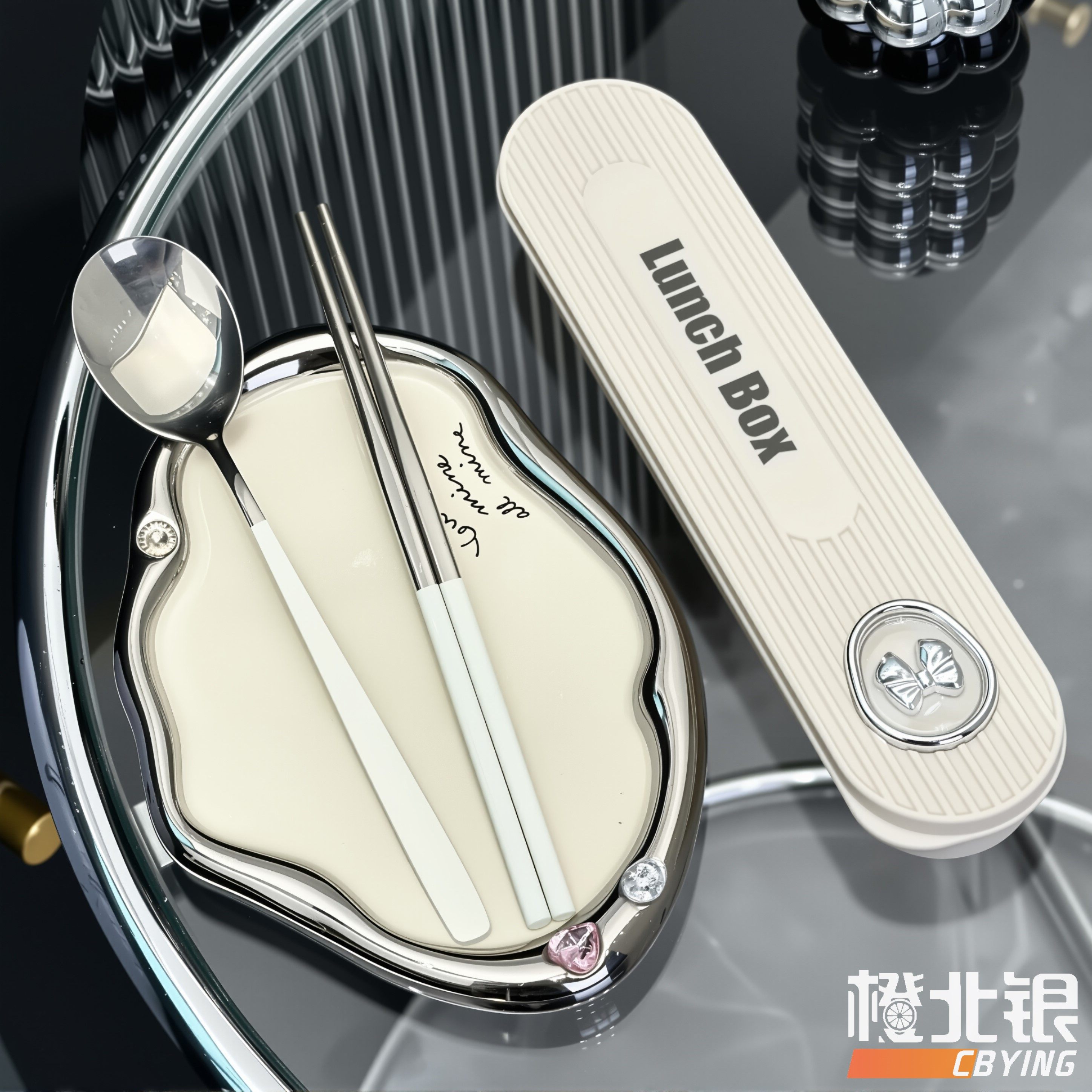 橙北银学生外带不锈钢勺子叉子筷子便携银结餐具盒简约奶油白餐具,餐饮具,便携/折叠餐具,淘宝优惠券,粉丝福利购,淘宝优惠卷