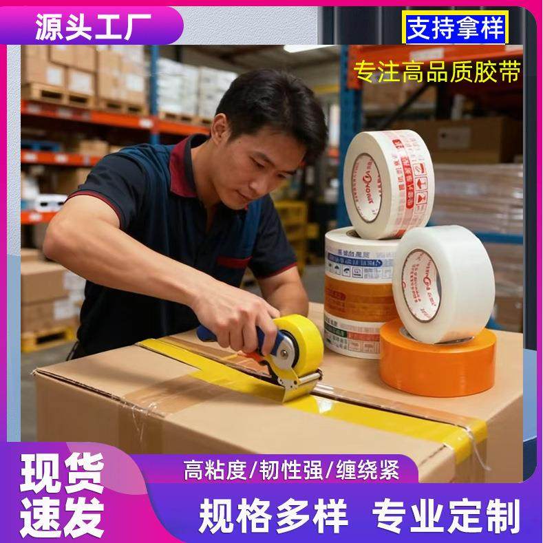 透明胶带封箱带电商快递打包专用黄色便宜胶布胶纸胶带大卷整箱批