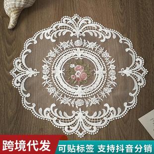 饰布酒店饭店椭圆田园风垫子桌布电视机桌子蕾丝布 家用复古流苏装