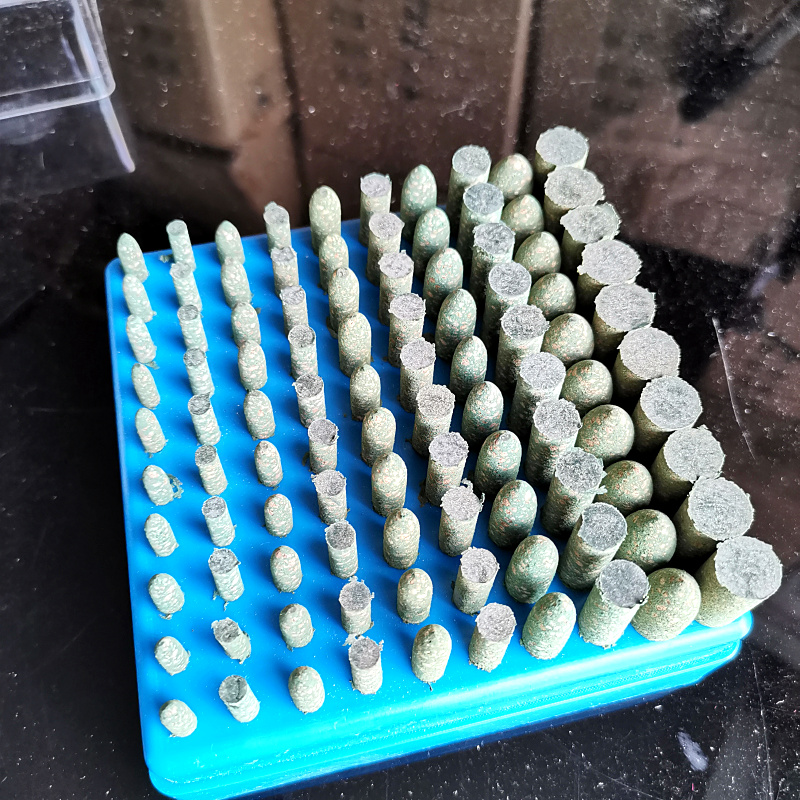 箭球芝麻磨头f套装组合型抛光 绿色橡皮模具修模海绵轮100支柄3*4