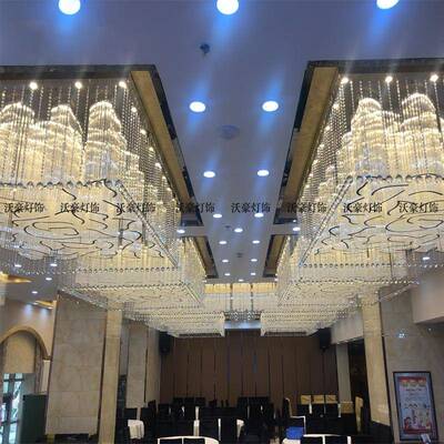 酒店工程灯饰客厅灯吸顶灯祥云花瓣形宴会厅水晶灯售楼部大堂吊灯