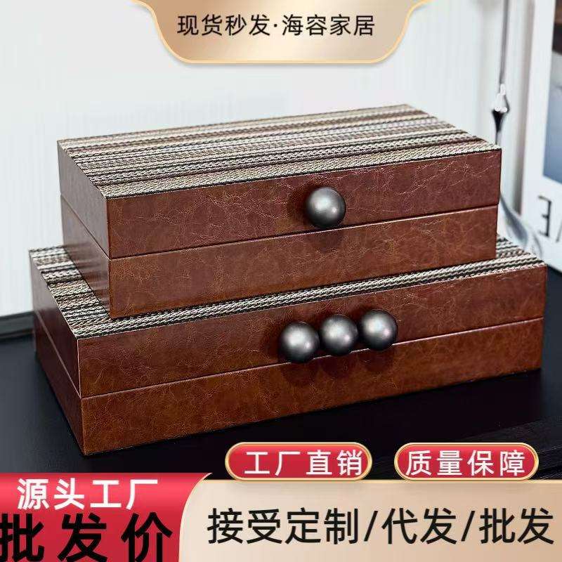 美式复古老钱风储物盒收纳盒摆件玄关壁炉柜桌面设计师装饰品摆件