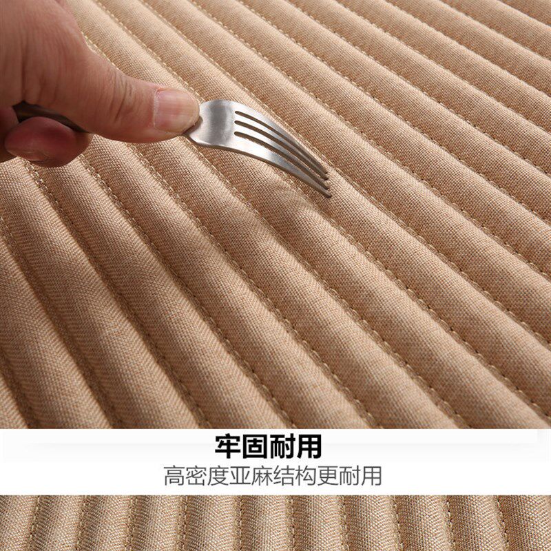 亚麻汽车坐垫后排无靠背四季通z用免捆绑毛绒棉垫冬季汽车坐垫后
