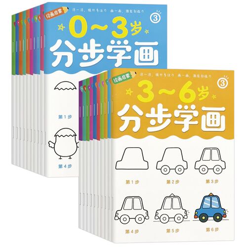 宝宝分步学画e启蒙画画涂色本儿童幼儿园涂鸦绘画加厚不透色3-4岁
