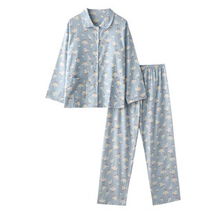 可爱卡通c大白鹅睡衣女春秋季纯棉磨毛绒布保暖长袖长裤家居服套