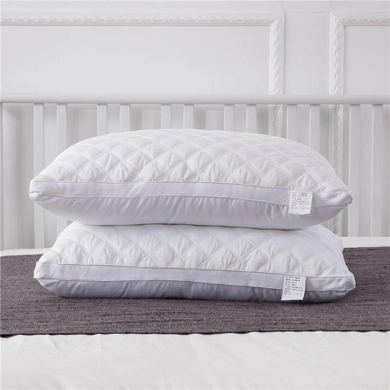 夏天一对装全棉方格枕头羽丝绒A酒店枕芯单人宿舍成人双人家用枕