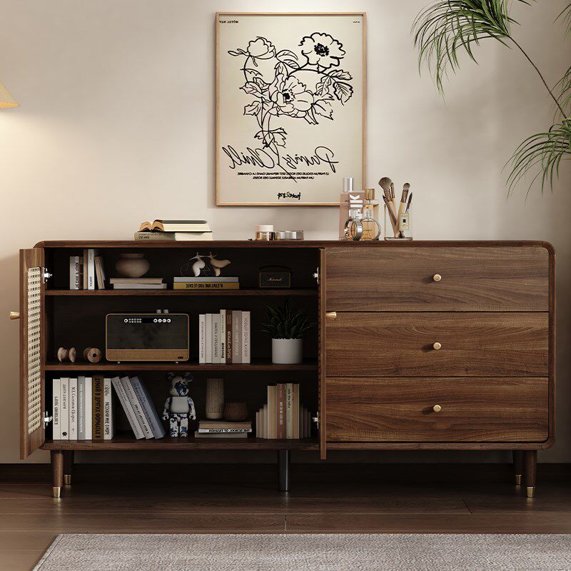 斗柜客厅收纳柜小立柜复古藤编实木腿H置物柜卧室靠墙储物柜抽屉,住宅家具,斗柜,淘宝优惠券,粉丝福利购,淘宝优惠卷